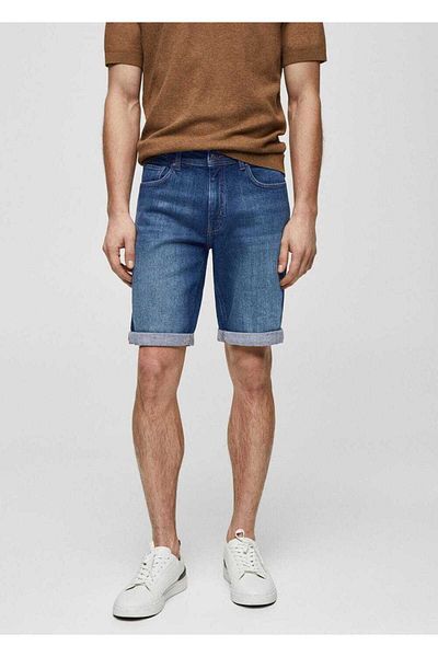 MANGO Man Džínové bermudy slim fit