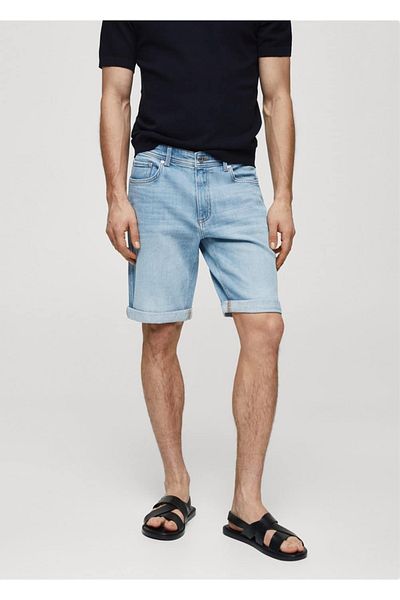 MANGO Man Slim fit τζιν βερμούδα