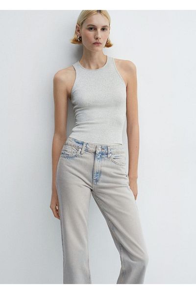 MANGO Woman Blugi crop cu tăietură dreaptă - croială confortabilă