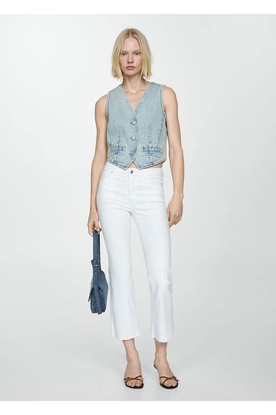MANGO Woman Παντελόνι Jean Color Crop Flare Sienna