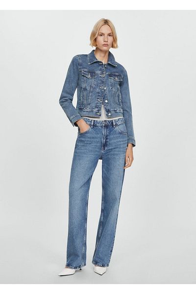 MANGO Woman Palton din denim cu buzunare