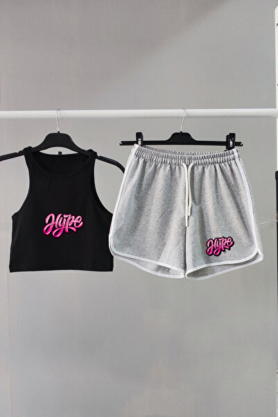 Vordevia Set de pantaloni scurți Hype Lettering cu imprimeu