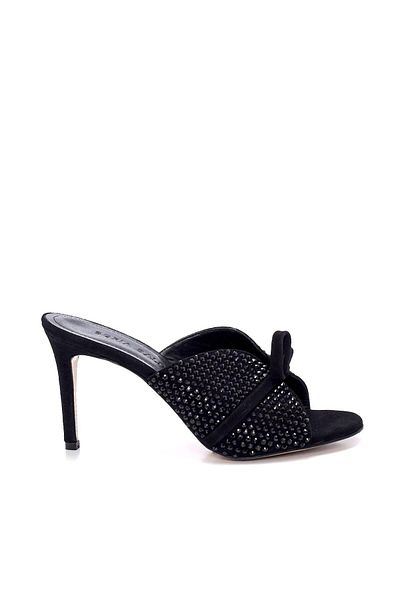 Sofia Baldi Leif Black Suede Women's Heeled Slippers