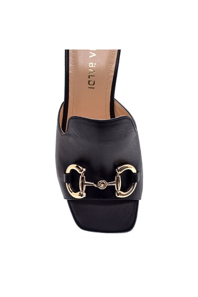 Sofia Baldi Martına Black Leather Women's Heeled Slippers