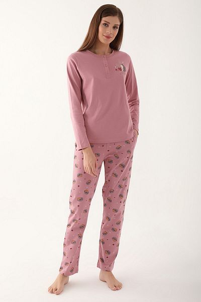 Arnetta Welcome Autumn Pink Women's Long Sleeve Pajama Set