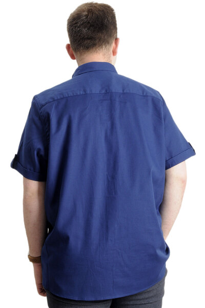 ModeXL Mode Xl Чоловіча сорочка великого розміру з габардину One Cıty 23307 Indigo