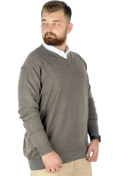 ModeXL Mode Xl Large Size Pullover V-Neck 22206 Milk Coffee