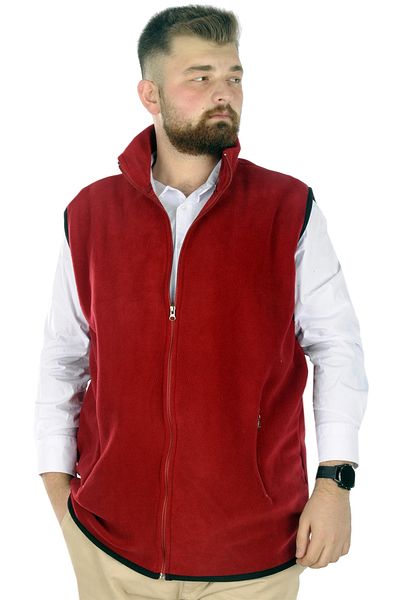 ModeXL Mode Xl Ανδρικό φλις γιλέκο με γιακά με φερμουάρ 22549 Claret Red