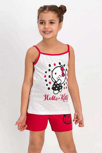 Hello Kitty Licensed Cream Thin Strap Shorts Set for Girl