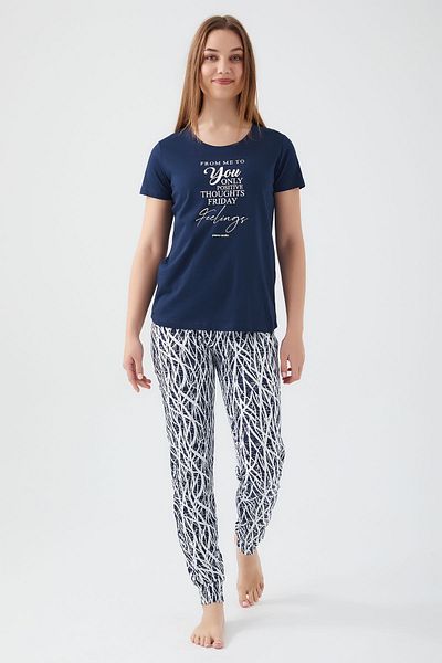 Pierre Cardin Set de pijamale cu mânecă scurtă pentru femei Friday Feelings bleumarin