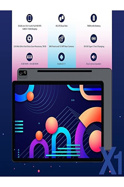 teknomarkt Swipe X1 Tab Sekiz Çekirdekli 10,1 inç, Wi-Fi+4G Tablet (4 GB+64 GB, Uzay Grisi)