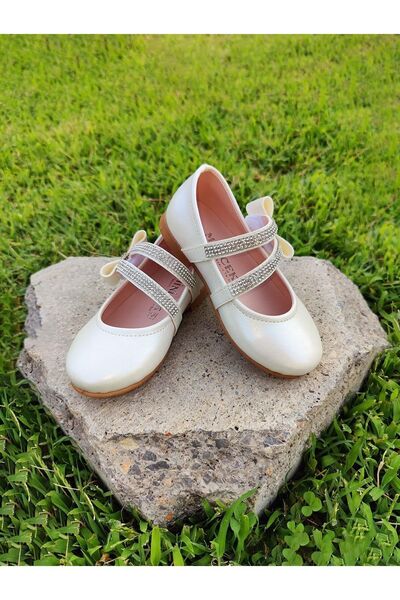 MİNİCEK Ortopedik Kız Çocuk Taşlı Sedef Babet - Kaymaz Termo Taban - Günlük V...