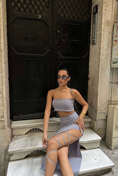 Eka Set fuste pentru femei Crop gri - Legat 1026-221522