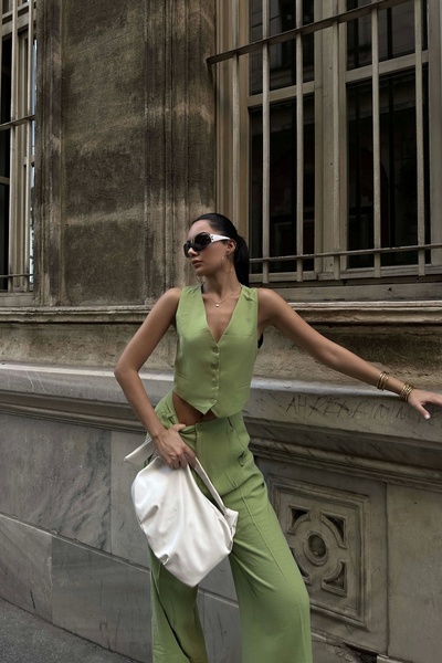 Eka Γυναικείο Σετ Πράσινο Γιλέκο και Παντελόνι - 0999-10042