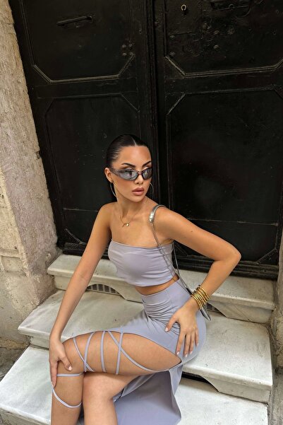 Eka Set fuste pentru femei Crop gri - Legat 1026-221522