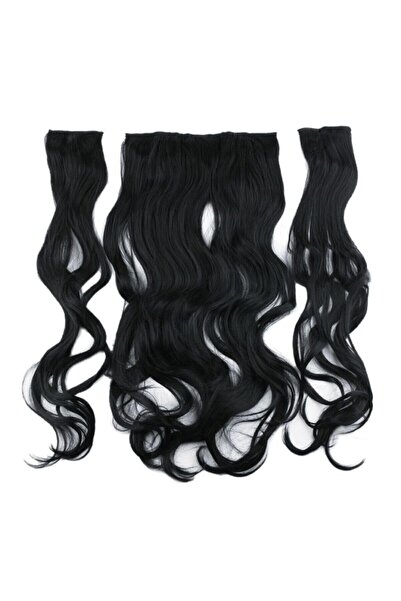 CESLİFE Fibră sintetică neagră - Semilună ondulată și 2 agrafe laterale