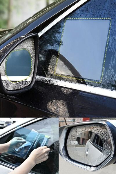 Duffa Araba Cam Ve Ayna Yağmur Kaydırıcı Film Çift 4 Parça