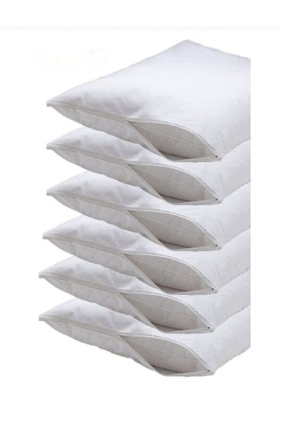 TOLGACEYİZ 50x70 100% Cotton Pillow Protective Case Zippered White 6 Pieces