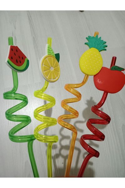 Vella Home 4-Piece Thick Plastic Straw Colorful Straw Fun Straw