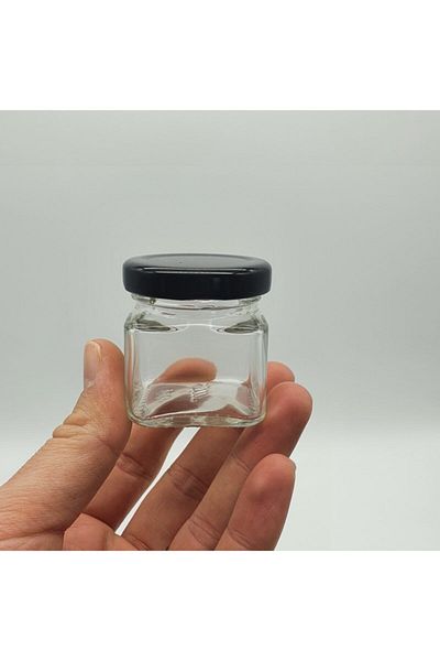 Paşabahçe 40 Cc Transparent Square Glass Jar - With Metal Lid - 50 Pieces