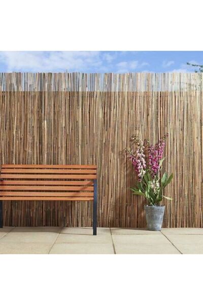 metro hasır Doğal Kamış Hasır Çit 120cm X 4,5m Doğal Bambu -bahçe Çiti - Gölg...