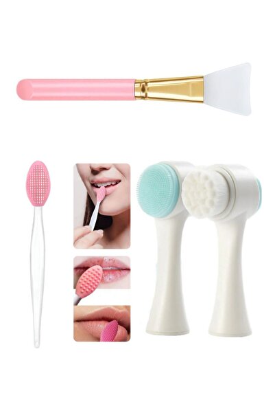 Nofella 3'lü Bakım Seti; Yüz Temizleme Fırçası + Peeling Fırçası+ Maske Soyma & Sürme Aparatı