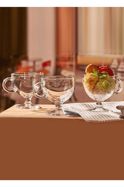 Paşabahçe وعاء ايس كريم زجاج مع مقبض فاريو 6 قطع - 55182