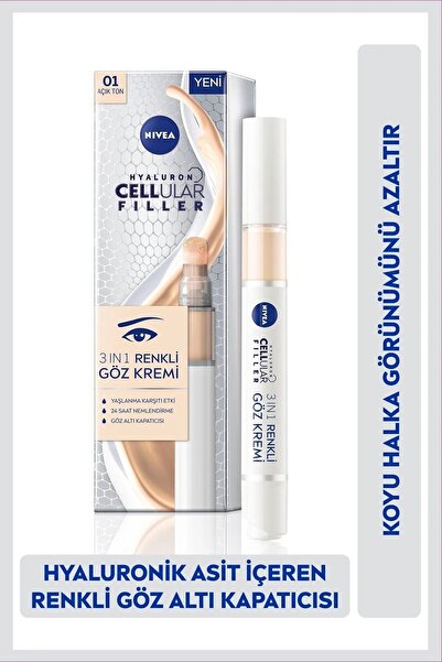 NIVEA Hyaluron Cellular Filler 3 in 1 Renkli Orta Ton Göz Bakım Kremi 4 ml Göz Altı Kapatıcısı