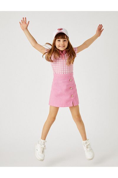 Koton Mini Skirt Pearl Buttoned Cotton