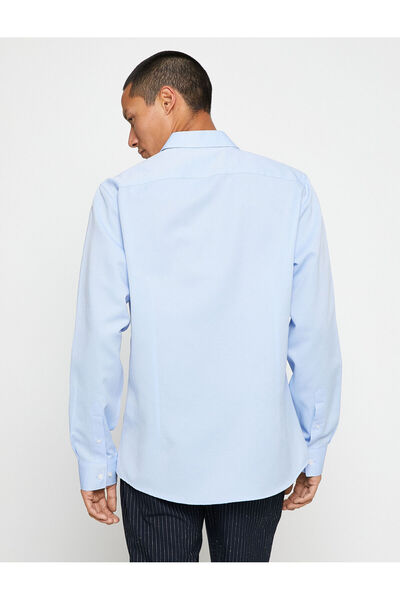 Koton Sporting Slim Fit Classic gallérral, hosszú ujjú, nem vasalható