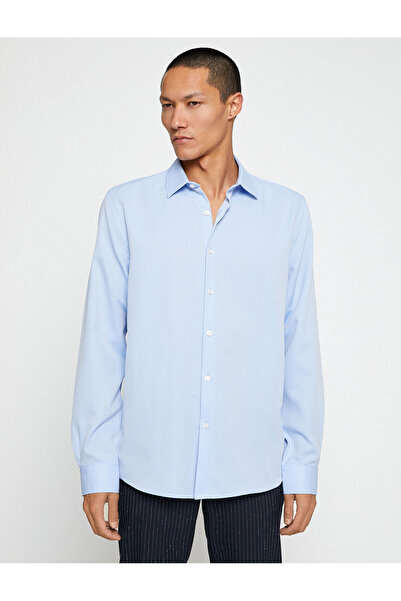 Koton Sporting Slim Fit Classic gallérral, hosszú ujjú, nem vasalható