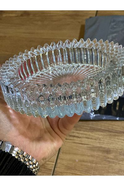 MorzaPazarı Crystal Lux X 2 Pieces Glass Ashtray 14cm White.mo19a