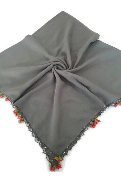 BENLİ Eșarfă de culoare solidă brodata manual cu cireșe, cadou pentru zestre de scris 100x100cm