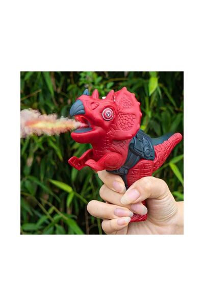 Vardem Toy Dinosaur Gun with Lights and Sounds - Steam Spraying Steaming Roaring Red Dinosaur Gun