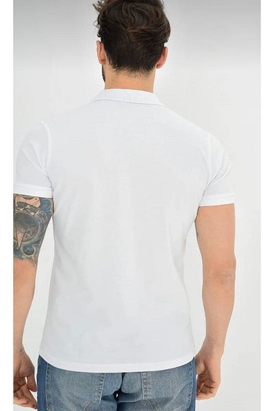 DYNAMO Men's White Polo Neck Lycra T-shirt Klr Gym-t621