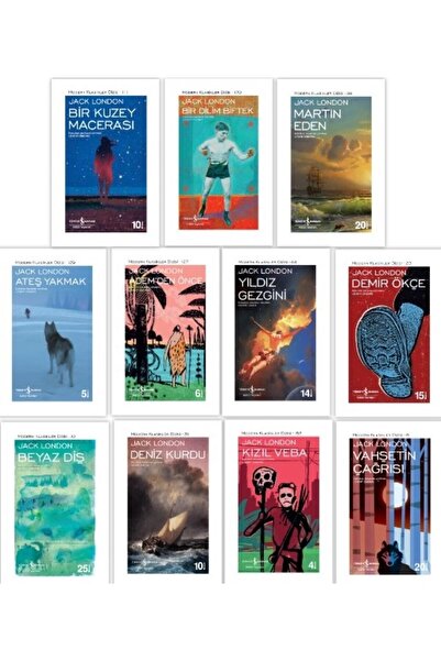 TÜRKİYE İŞ BANKASI KÜLTÜR YAYINLARI Jack London 11 Kitap Tam Set ( Martin Eden - Vahşetin Çağrısı - Beyaz Diş - ... )