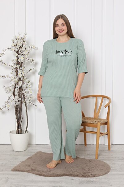 FAMES PİJAMA Plus Size Εποχιακό Σετ Πιτζάμες Άνετο