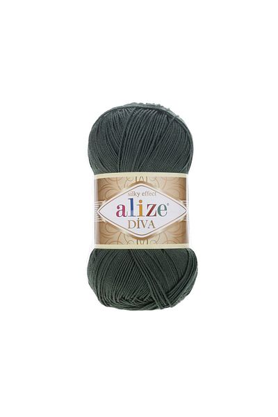Alize 5 τεμάχια Diva Mercerized Thin Thread Summer Bikini Bustier Μπλούζα Πλεκτό νήμα 131 Χακί-Φύκια