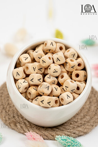 LANDOFACCESSORY 1. Kalite 10 mm Siyah Baskı Ahşap Harf - Takı Ve Anahtarlık A...