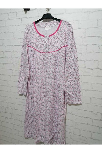 anne moda ankara Long Sleeve Full Summer Thin Cotton Nightgown