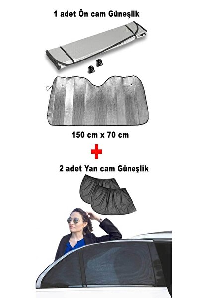 eryatex مظلة شمسية للسيارة مقاس 150 × 70 سم - متوافقة مع ستائر النافذة الأمام...