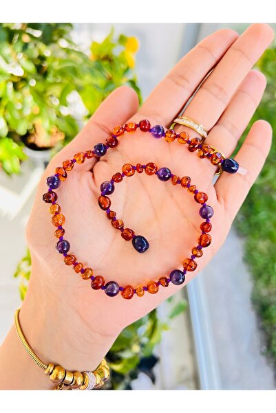 Kehribarkolyecimm kehribar ametist sertifikalı kolye