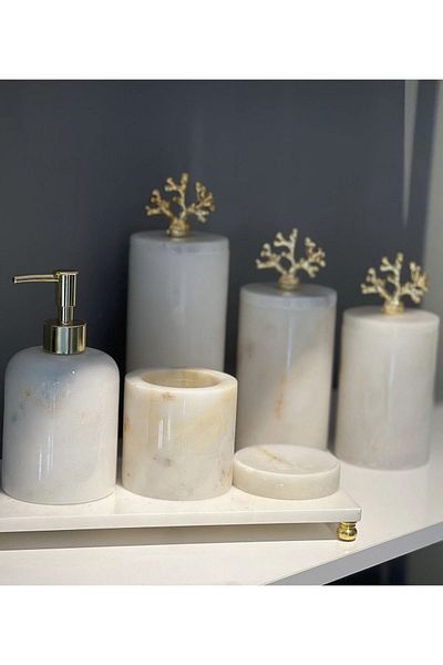 ege gross DECORATIVE WHITE MARBLE 4-PIECE BATHROOM SET