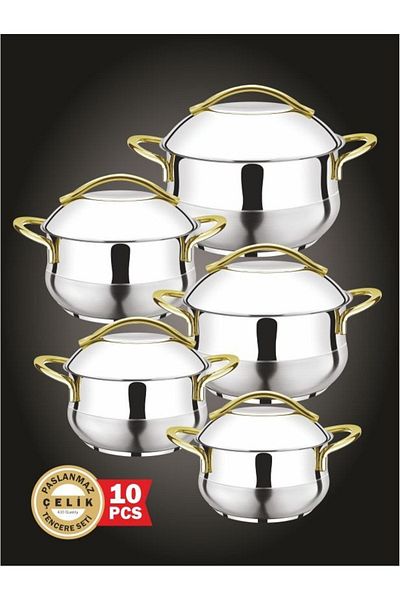 İnter Gold Pot Dowry Set 10 Pieces Set of 5
