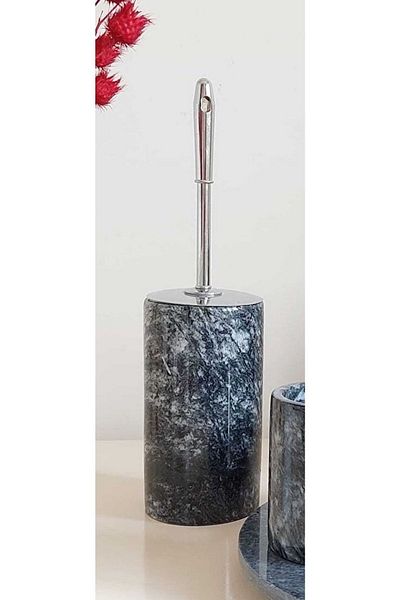 ege gross Dark Gray Bursa Black Color Silver Detailed Marble Toilet Brush