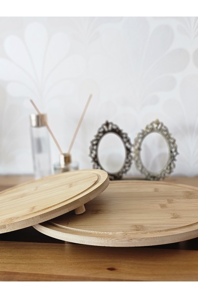 AydınAhşap TBee Design Bambu 2'li Oval Ayaklı Sunum Tahtası