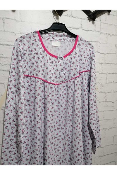 anne moda ankara Long Sleeve Full Summer Thin Cotton Nightgown