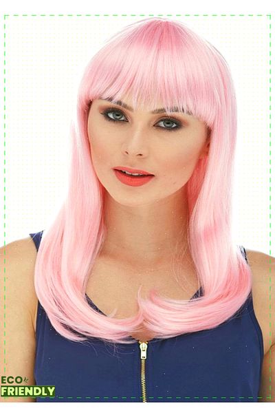 OMZ 1 Piece Soft Pink - Girl and Boy Educational Montessori Toy, Natural Long Straight Party Wig