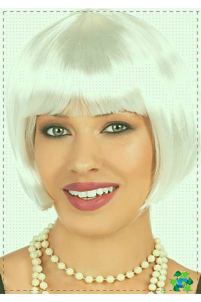 OMZ 1 Piece White - Short Blunt Haired Girl and Boy Montessori Toy Wig