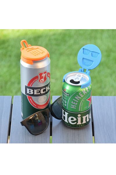 three3dprints Set de 2 portocaliu albastru - Husa de protecție pentru cutie pentru băuturi, pentru a nu scăpa de gaz